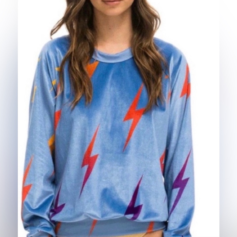 Aviator Nation Blue Lightning Bolt Sweatshirt